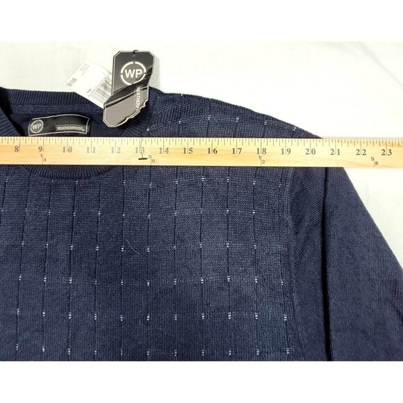 Men's WP Weatherproof Blue Long-Sleeve Pullover Crew Neck Sweater Ribbed Knit XL - Picture 4 of 11